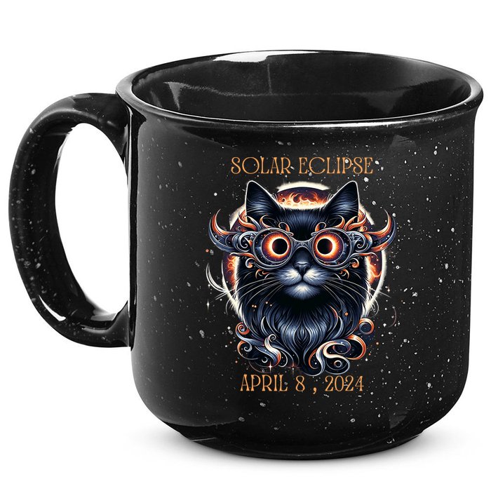 2024 Solar Eclipse Fantasy Cat Wearing Solar Eclipse Glasses 15oz Campfire Ceramic Mug