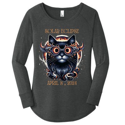 2024 Solar Eclipse Fantasy Cat Wearing Solar Eclipse Glasses Women's Perfect Tri Tunic Long Sleeve Shirt
