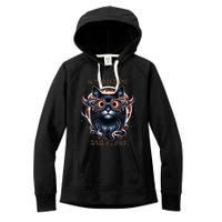 2024 Solar Eclipse Fantasy Cat Wearing Solar Eclipse Glasses Women's Fleece Hoodie