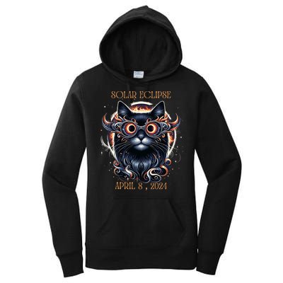 2024 Solar Eclipse Fantasy Cat Wearing Solar Eclipse Glasses Women's Pullover Hoodie