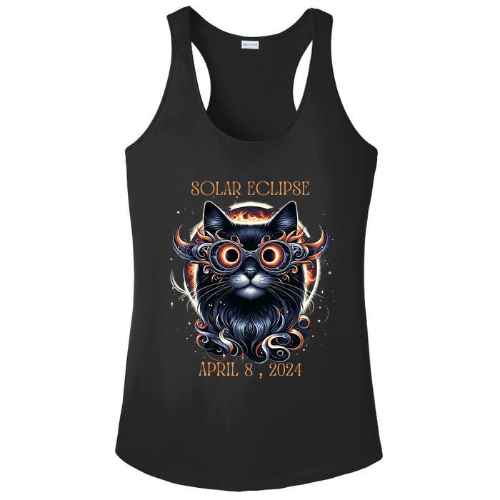 2024 Solar Eclipse Fantasy Cat Wearing Solar Eclipse Glasses Ladies PosiCharge Competitor Racerback Tank