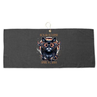 2024 Solar Eclipse Fantasy Cat Wearing Solar Eclipse Glasses Large Microfiber Waffle Golf Towel