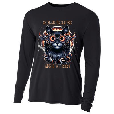 2024 Solar Eclipse Fantasy Cat Wearing Solar Eclipse Glasses Cooling Performance Long Sleeve Crew