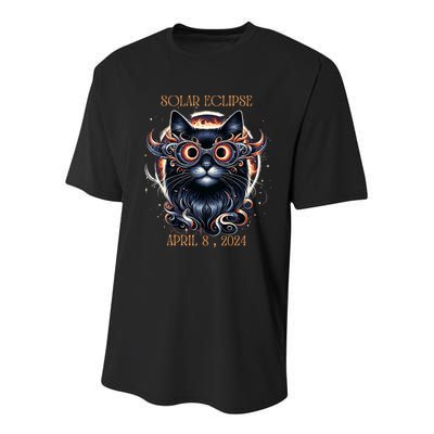 2024 Solar Eclipse Fantasy Cat Wearing Solar Eclipse Glasses Youth Performance Sprint T-Shirt