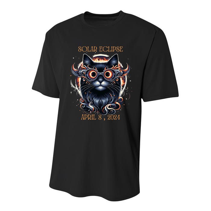 2024 Solar Eclipse Fantasy Cat Wearing Solar Eclipse Glasses Youth Performance Sprint T-Shirt