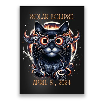 2024 Solar Eclipse Fantasy Cat Wearing Solar Eclipse Glasses Poster