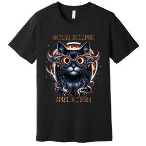 2024 Solar Eclipse Fantasy Cat Wearing Solar Eclipse Glasses Premium T-Shirt