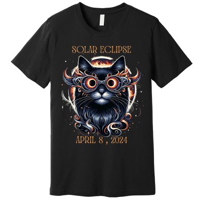 2024 Solar Eclipse Fantasy Cat Wearing Solar Eclipse Glasses Premium T-Shirt