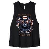 2024 Solar Eclipse Fantasy Cat Wearing Solar Eclipse Glasses Women's Racerback Cropped Tank