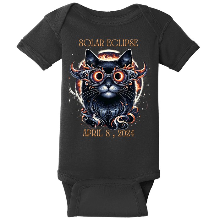 2024 Solar Eclipse Fantasy Cat Wearing Solar Eclipse Glasses Baby Bodysuit