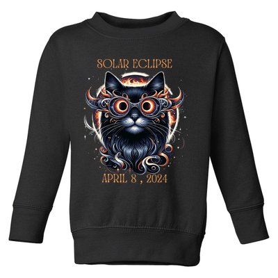 2024 Solar Eclipse Fantasy Cat Wearing Solar Eclipse Glasses Toddler Sweatshirt