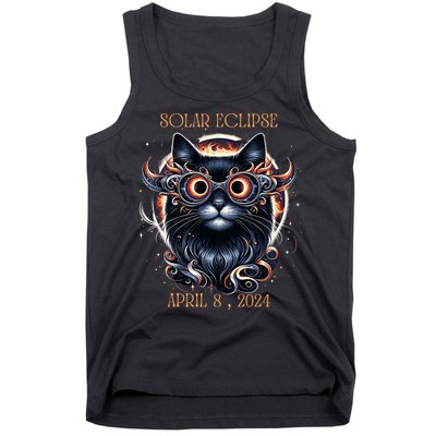 2024 Solar Eclipse Fantasy Cat Wearing Solar Eclipse Glasses Tank Top
