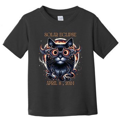 2024 Solar Eclipse Fantasy Cat Wearing Solar Eclipse Glasses Toddler T-Shirt