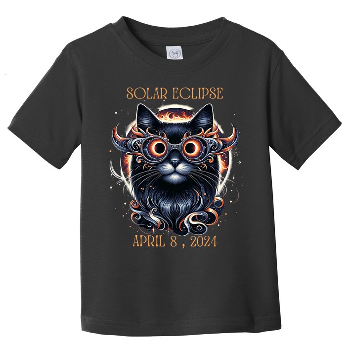 2024 Solar Eclipse Fantasy Cat Wearing Solar Eclipse Glasses Toddler T-Shirt