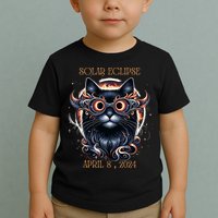 2024 Solar Eclipse Fantasy Cat Wearing Solar Eclipse Glasses Toddler T-Shirt