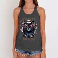 2024 Solar Eclipse Fantasy Cat Wearing Solar Eclipse Glasses Women's Knotted Racerback Tank