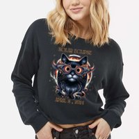 2024 Solar Eclipse Fantasy Cat Wearing Solar Eclipse Glasses Cropped Pullover Crew