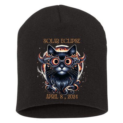 2024 Solar Eclipse Fantasy Cat Wearing Solar Eclipse Glasses Short Acrylic Beanie