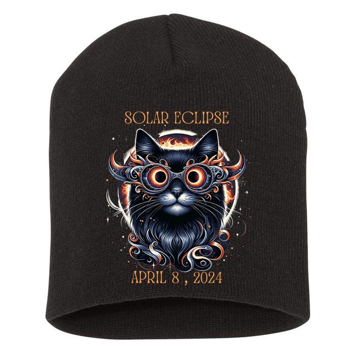 2024 Solar Eclipse Fantasy Cat Wearing Solar Eclipse Glasses Short Acrylic Beanie