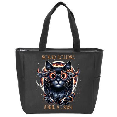 2024 Solar Eclipse Fantasy Cat Wearing Solar Eclipse Glasses Zip Tote Bag