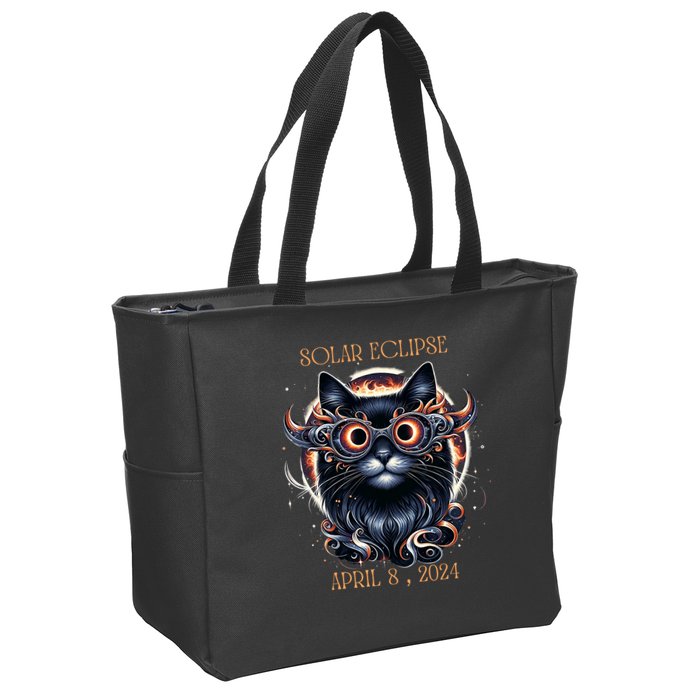 2024 Solar Eclipse Fantasy Cat Wearing Solar Eclipse Glasses Zip Tote Bag