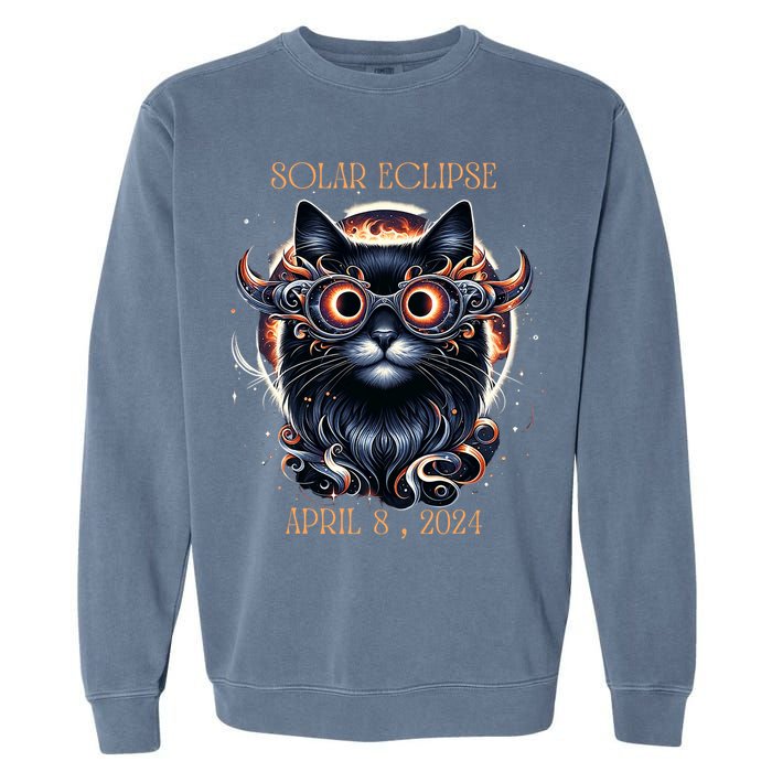 2024 Solar Eclipse Fantasy Cat Wearing Solar Eclipse Glasses Garment-Dyed Sweatshirt
