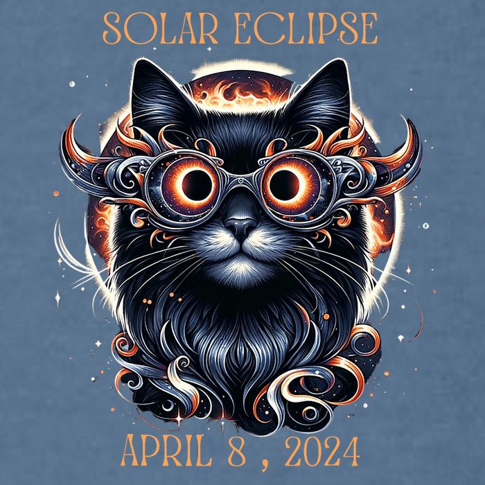 2024 Solar Eclipse Fantasy Cat Wearing Solar Eclipse Glasses Garment-Dyed Sweatshirt