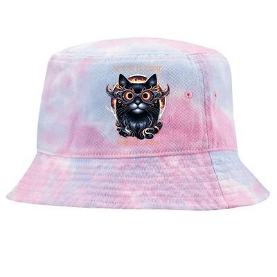 2024 Solar Eclipse Fantasy Cat Wearing Solar Eclipse Glasses Tie-Dyed Bucket Hat