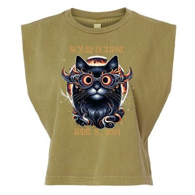2024 Solar Eclipse Fantasy Cat Wearing Solar Eclipse Glasses Garment-Dyed Women's Muscle Tee