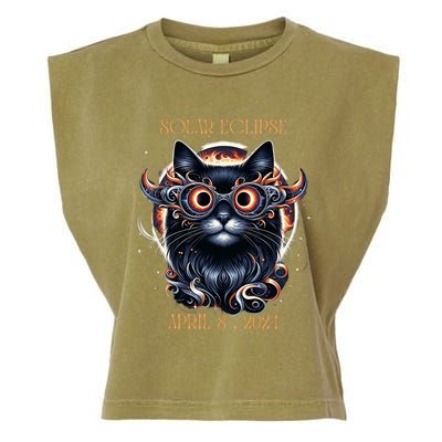 2024 Solar Eclipse Fantasy Cat Wearing Solar Eclipse Glasses Garment-Dyed Women's Muscle Tee