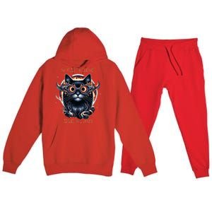 2024 Solar Eclipse Fantasy Cat Wearing Solar Eclipse Glasses Premium Hooded Sweatsuit Set