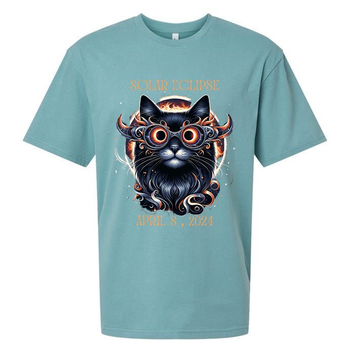 2024 Solar Eclipse Fantasy Cat Wearing Solar Eclipse Glasses Sueded Cloud Jersey T-Shirt