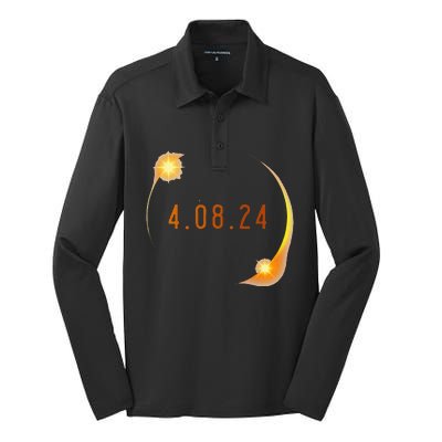 2024 Solar Eclipse American Totality Spring 4.08.24 Silk Touch Performance Long Sleeve Polo