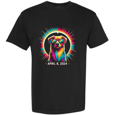 2024 Solar Eclipse dog Wearing Solar Eclipse Glasses Garment-Dyed Heavyweight T-Shirt