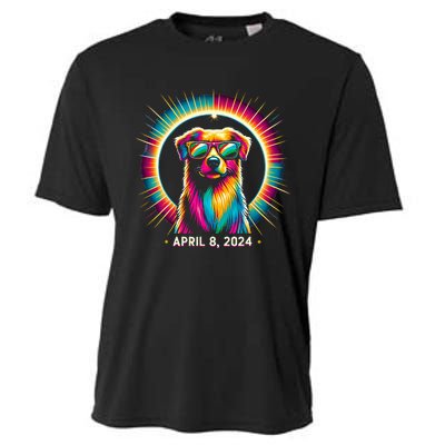 2024 Solar Eclipse dog Wearing Solar Eclipse Glasses Cooling Performance Crew T-Shirt