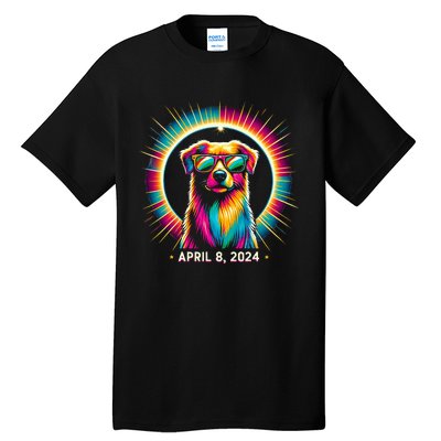 2024 Solar Eclipse dog Wearing Solar Eclipse Glasses Tall T-Shirt