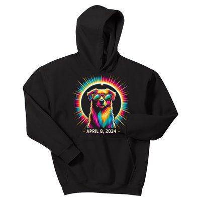 2024 Solar Eclipse dog Wearing Solar Eclipse Glasses Kids Hoodie