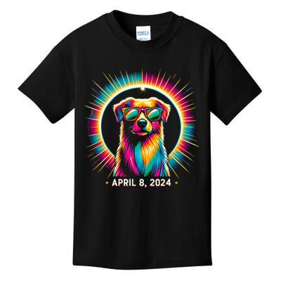 2024 Solar Eclipse dog Wearing Solar Eclipse Glasses Kids T-Shirt