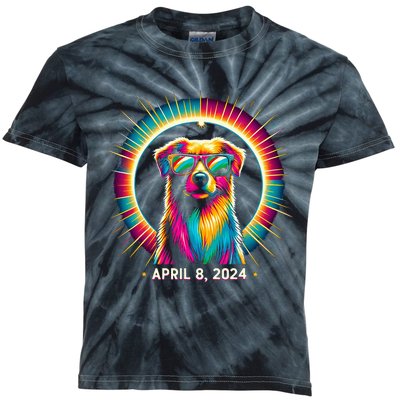 2024 Solar Eclipse dog Wearing Solar Eclipse Glasses Kids Tie-Dye T-Shirt