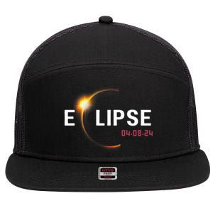 2024 Solar Eclipse 2024 04.08.24 Eclipse 7 Panel Mesh Trucker Snapback Hat