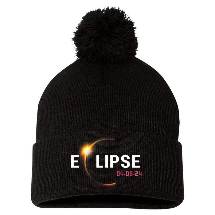 2024 Solar Eclipse 2024 04.08.24 Eclipse Pom Pom 12in Knit Beanie