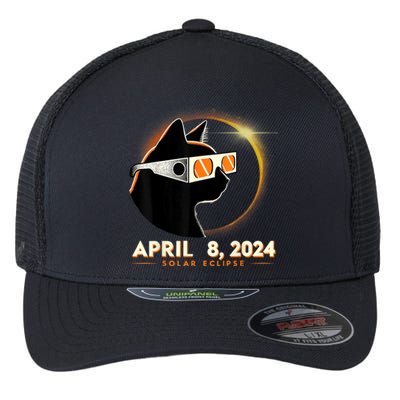 2024 Solar Eclipse Cat Wearing Solar Eclipse Glasses Flexfit Unipanel Trucker Cap