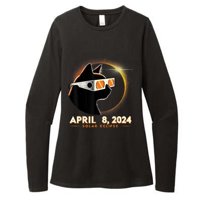 2024 Solar Eclipse Cat Wearing Solar Eclipse Glasses Womens CVC Long Sleeve Shirt