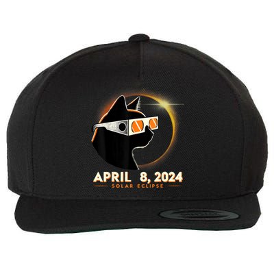 2024 Solar Eclipse Cat Wearing Solar Eclipse Glasses Wool Snapback Cap