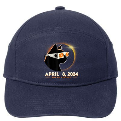 2024 Solar Eclipse Cat Wearing Solar Eclipse Glasses 7-Panel Snapback Hat