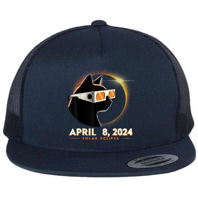 2024 Solar Eclipse Cat Wearing Solar Eclipse Glasses Flat Bill Trucker Hat