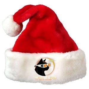 2024 Solar Eclipse Cat Wearing Solar Eclipse Glasses Premium Christmas Santa Hat