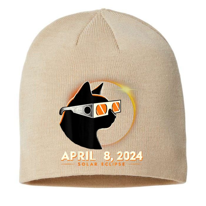 2024 Solar Eclipse Cat Wearing Solar Eclipse Glasses Sustainable Beanie