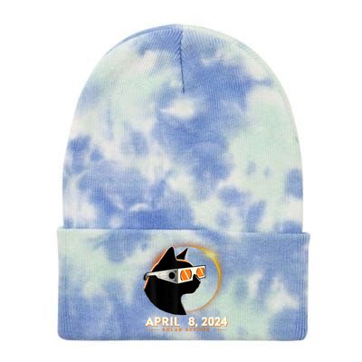 2024 Solar Eclipse Cat Wearing Solar Eclipse Glasses Tie Dye 12in Knit Beanie