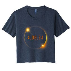 2024 Solar Eclipse American Totality Spring 4.08.24 Women's Crop Top Tee